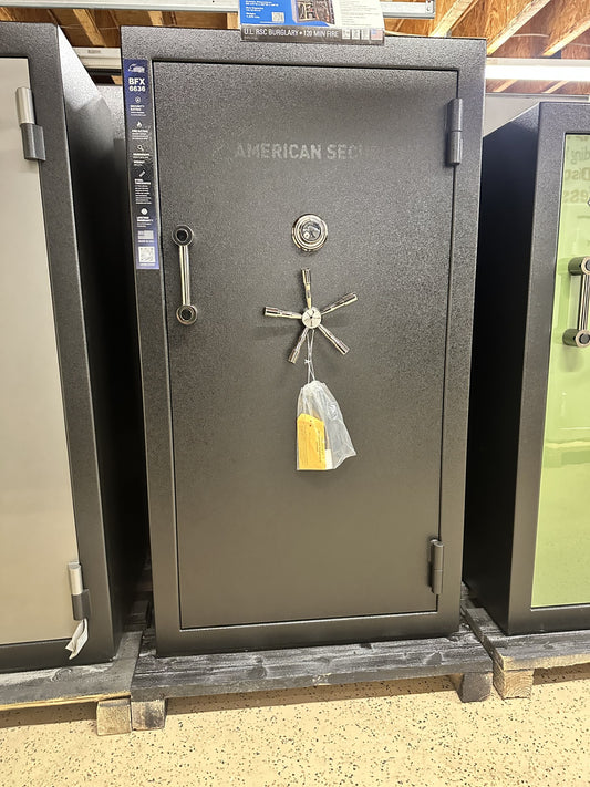 American Security BFX 6636 Gun Safe | Textured Black, Black nickel hardware, Dial lock, Black logo