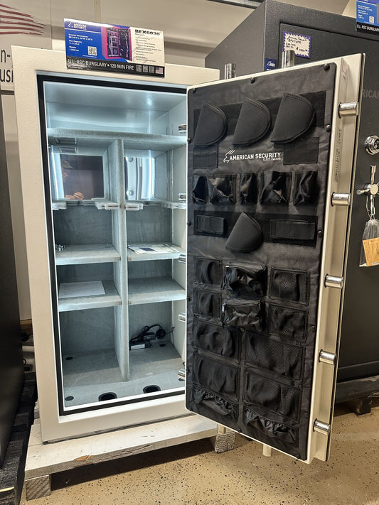American Security Gun Safe BFX 6030 | Gloss White, Black Nickel Hardware, Elock