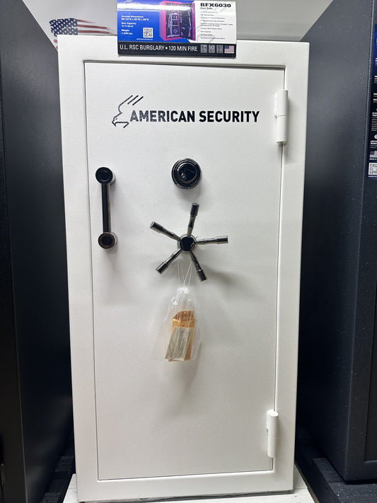 American Security Gun Safe BFX6030 | Textured White, Black Nickel Hardware, Dial