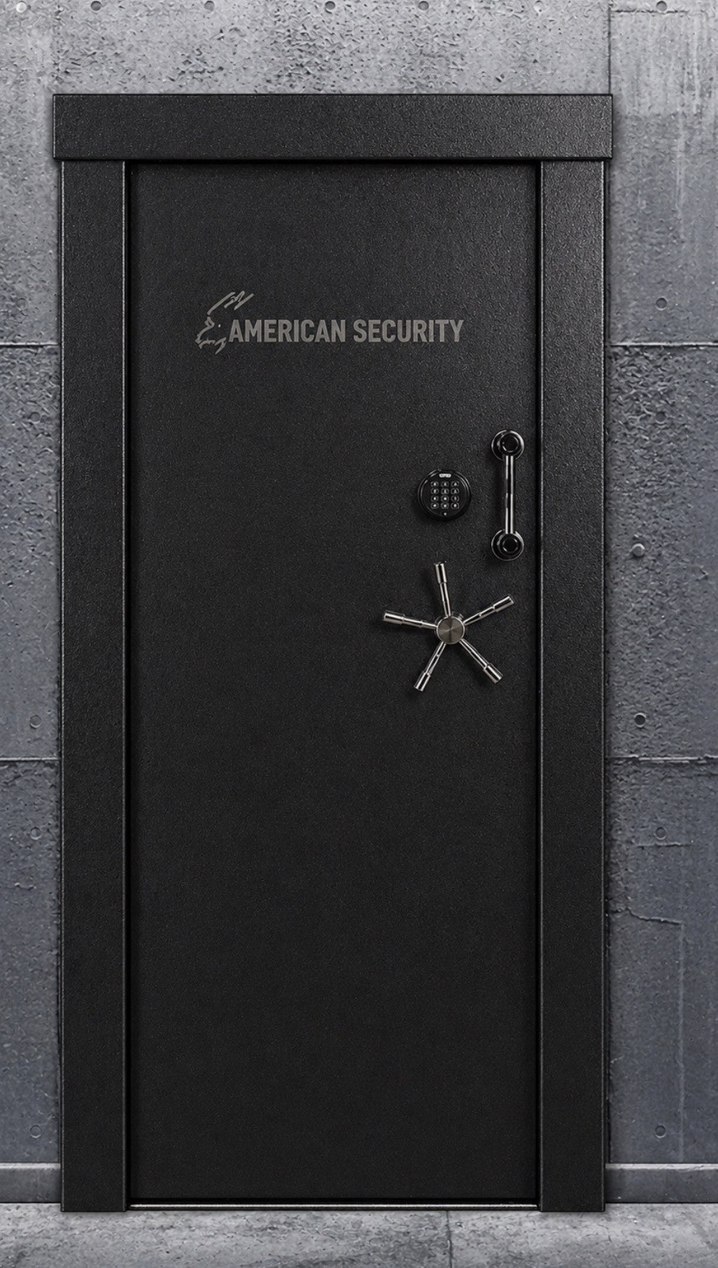 American Security Pro-Fit Inswing 8030 R/H Vault door | Textured black, black nickel, Electronic lock, 8-10" wall