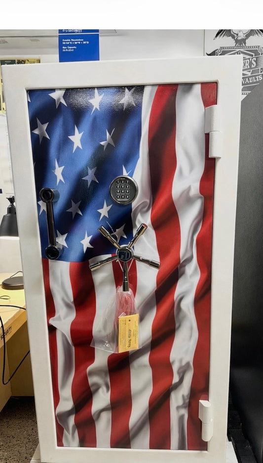 AMSEC BFX6030 Gun Safe | White Textured, Elock, WAVY Flag Wrap